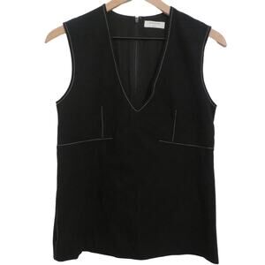 Babaton Womens Sz S Herrick Black Plunge Neckline Sleeveless Structured Blouse